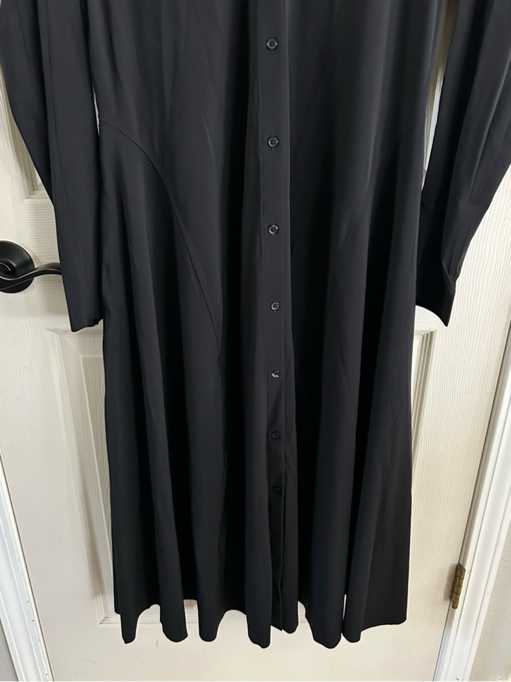 Athleta Cosmic Layer Dress Button Front Collared NWOT Black Nylon Athletic MIDI - Picture 5 of 16